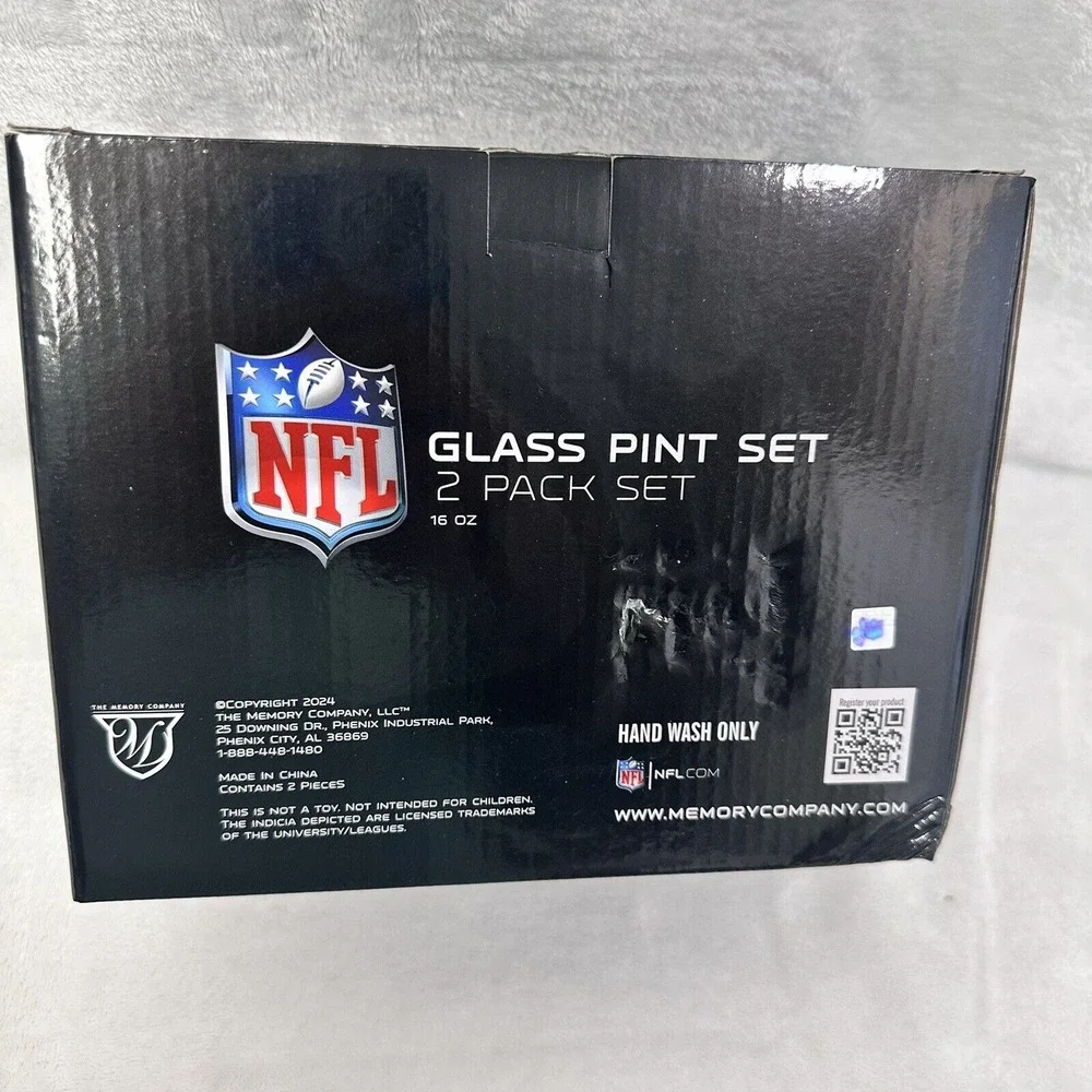 Houston Oilers NFL Pint Glass Set -(2) 16oz Glasses- NIB - Buy More And Save!!!!